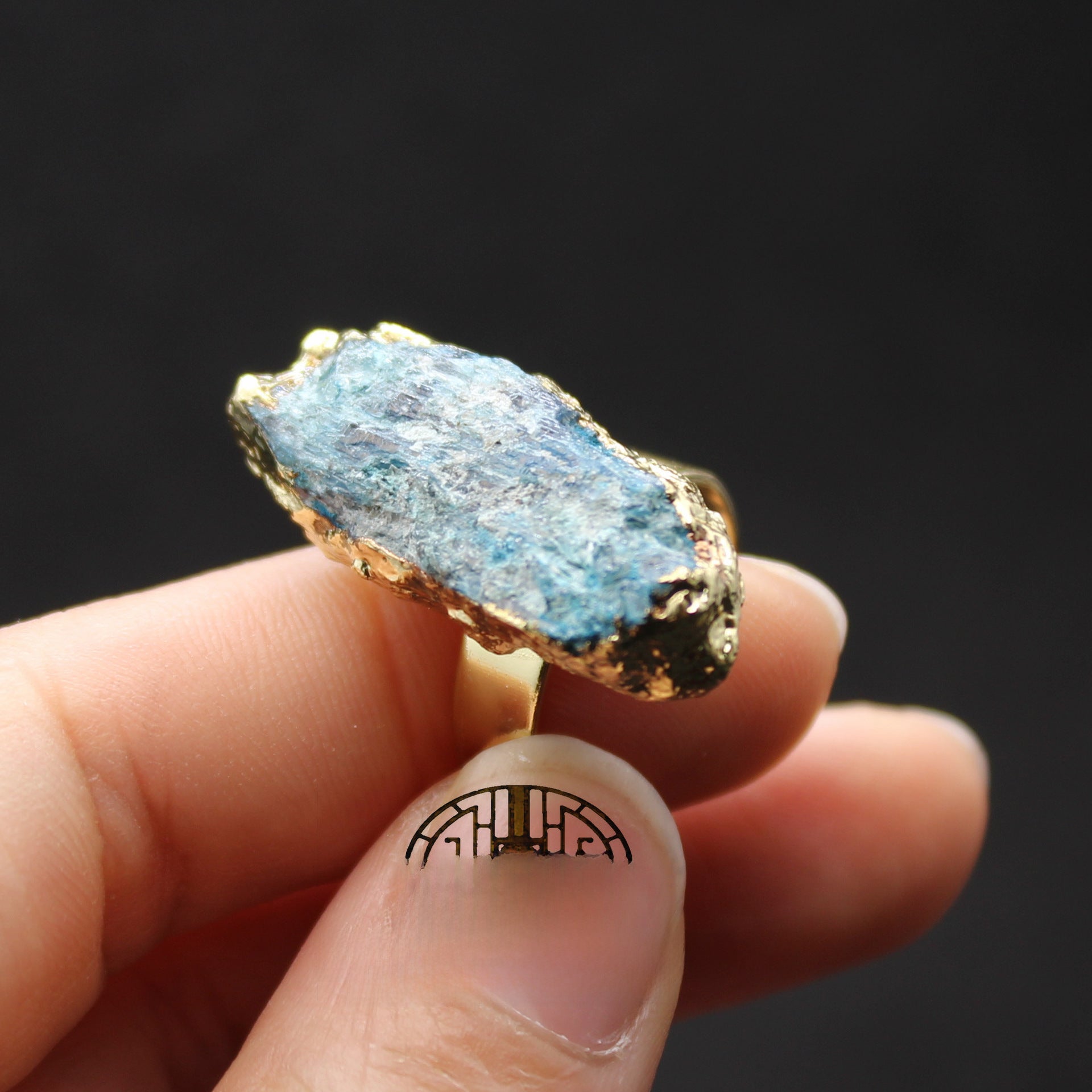 Wholesale  stone electroplated blue crystal ring