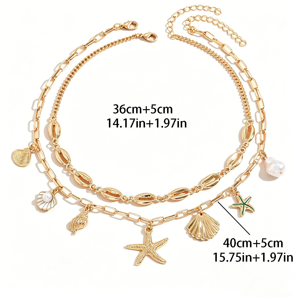 Wholesale Starfish Shell Pendant Layering Necklace,  Trendy Fashion Accessory for Summer Beach Style Boutique Resale