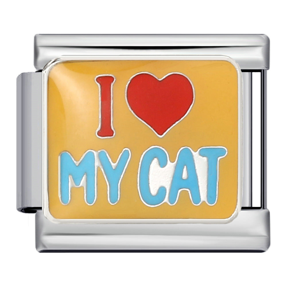 Wholesale Cat Themed DIY Bracelet Stainless Steel Electroplated Modular Jewelry Accessory for Boutique Resale