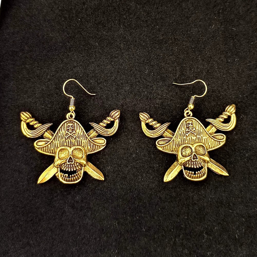 Wholesale Gothic Punk Skull Pumpkin Earrings Alloy Antique Gold Fashion Accessory