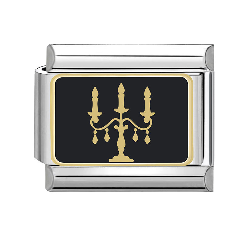 Wholesale Italian Charm Bracelet 9mm DIY Splicing Black Halloween Series Stainless Steel Composable Bracelet