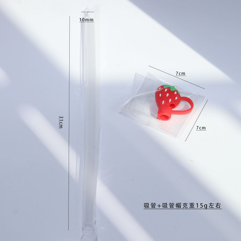 Wholesale 10mm Strawberry PVC Soft Straw Tube Cap