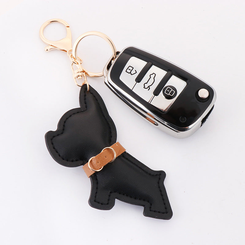 Wholesale Chic Black PU Leather Cartoon Dog Keychain Car Key Accessory Bag Charm Gift