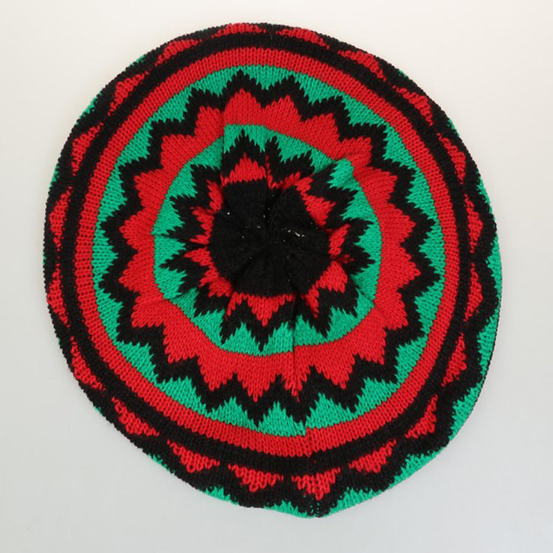 Wholesale Striped knitted hat rainbow hat  wool knitted hat