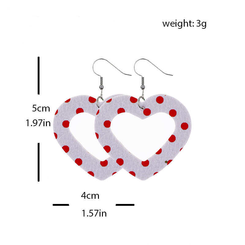 Wholesale Double Layer Love Pendant Leather Valentine's Day Earrings