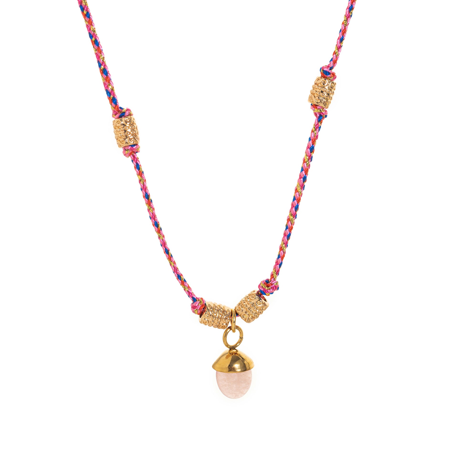 Wholesale Titanium Steel Necklace Half Circle Natural Stone Acorn Pine Cone Pendant