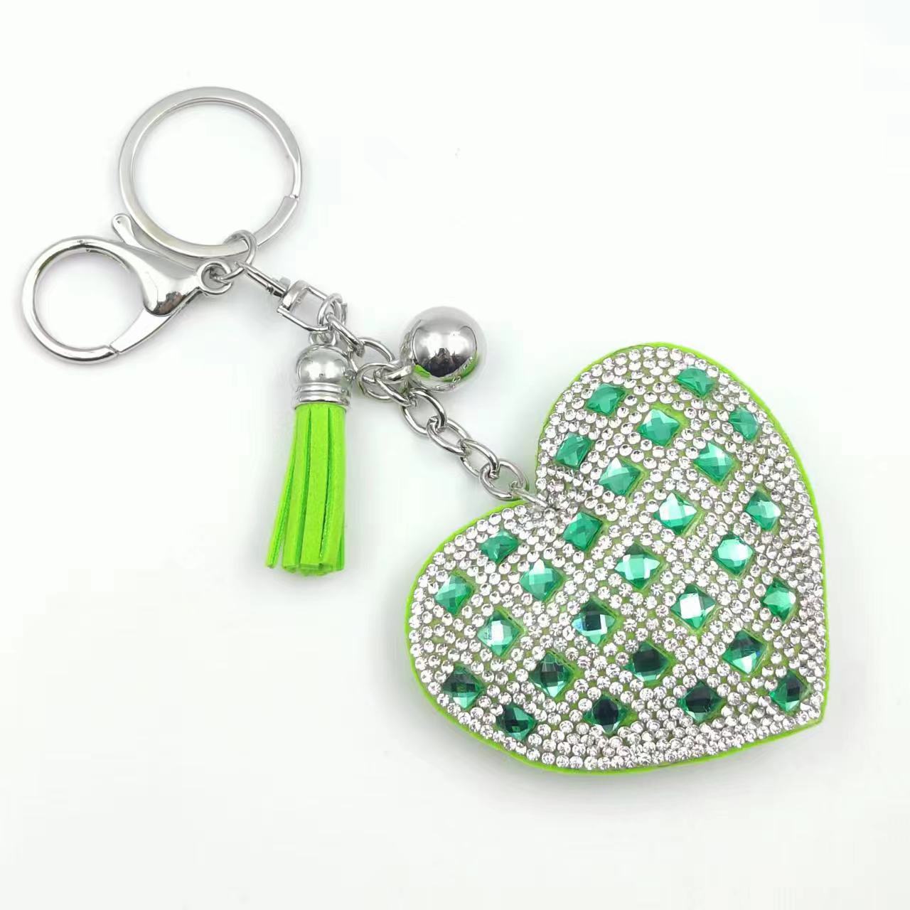 Wholesale Korean velvet glass diamond heart key chain European and American style fashion car pendant personalized gift key chain pendant