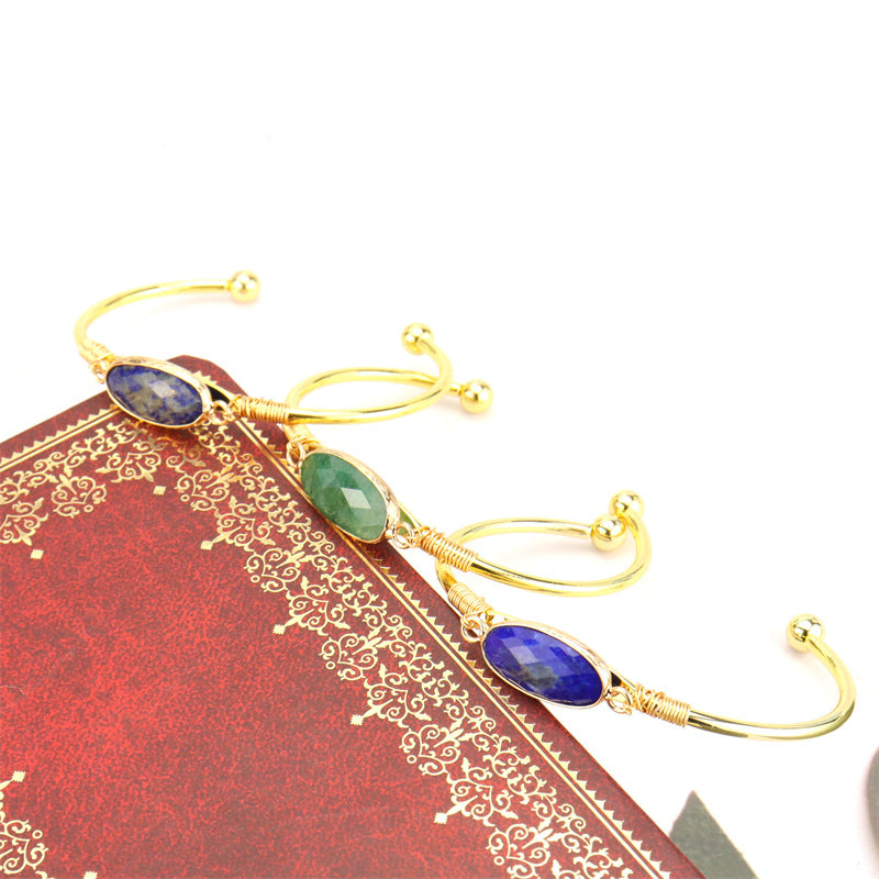 Wholesale Handmade Wire Wrapped Bracelet Natural Agate Crystal Moonstone Gold Wrap Unisex Fashion Accessory Gift
