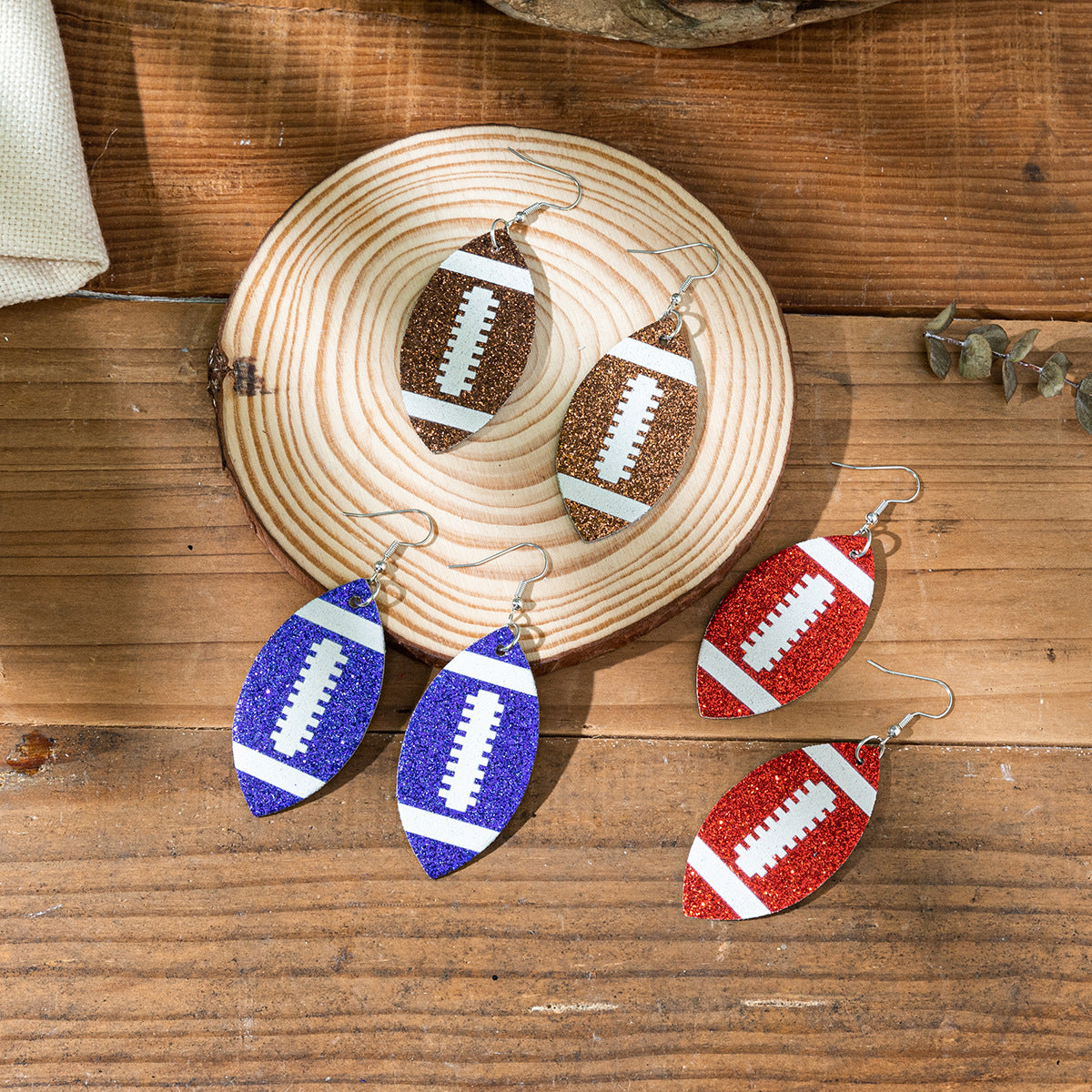 Wholesale  Creative Rugby Sequin Earrings