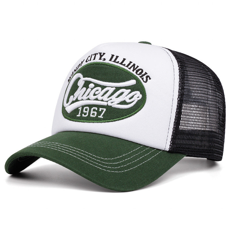 Wholesale Breathable Mesh Chicago Embroidered Trucker Baseball Cap For Summer Outdoor Sun Protection