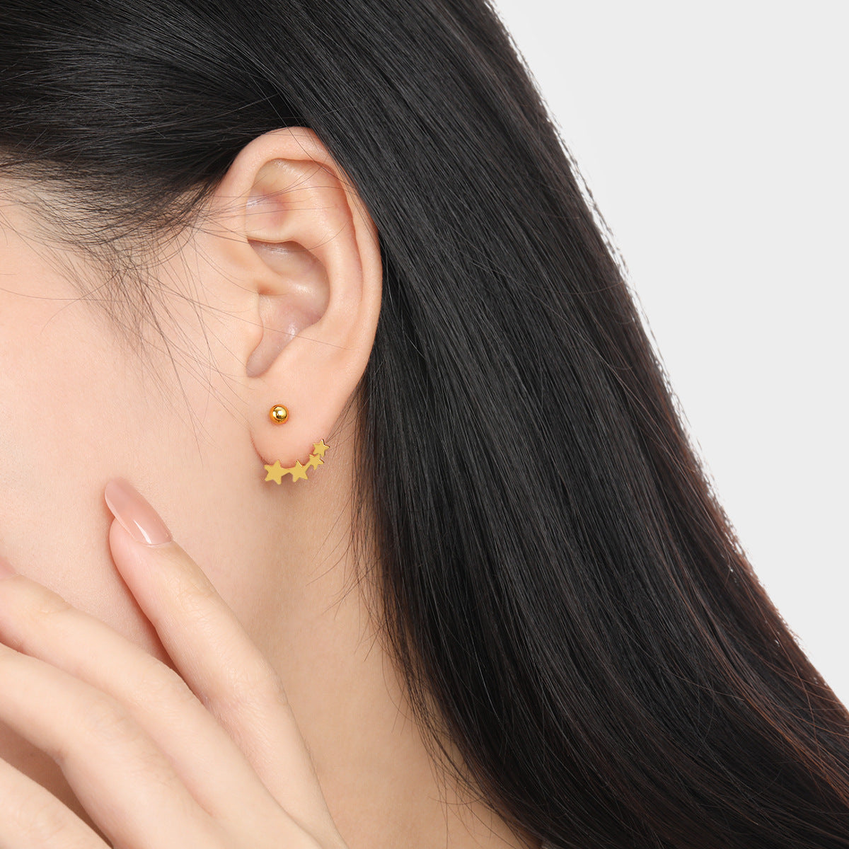 Wholesale Five Corner Star Ear Nail  Titanium Steel Earrings