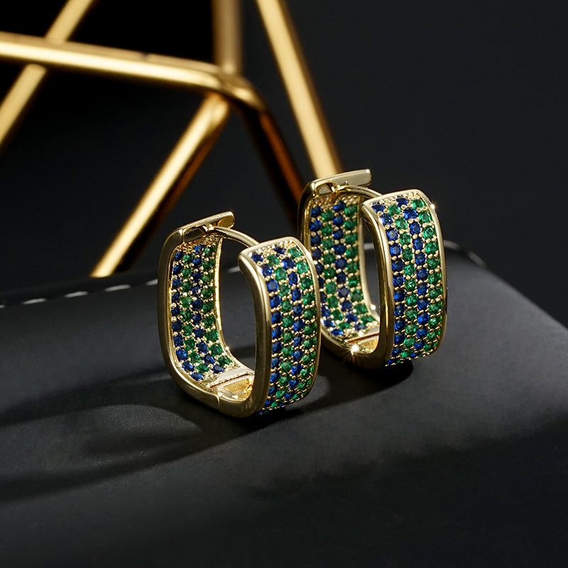 Wholesale  Luxury Micro-inlaid Zircon Geometric Earrings