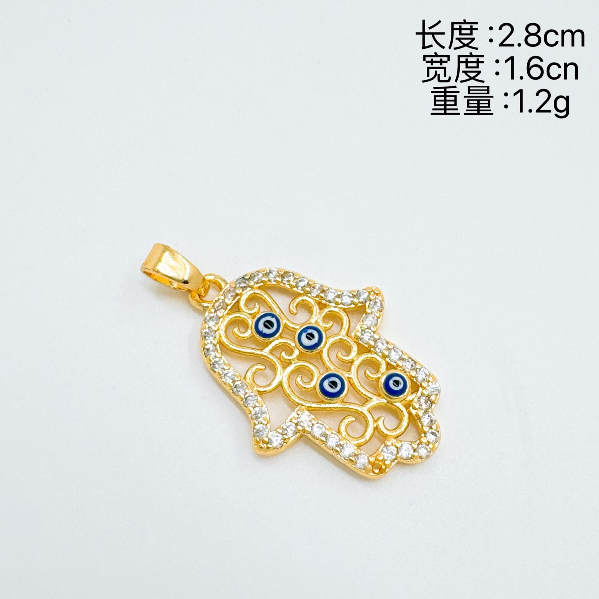 Wholesale Evil Eye Palm Pendant Gold Plated Copper Fashion Jewelry Boutique Gift