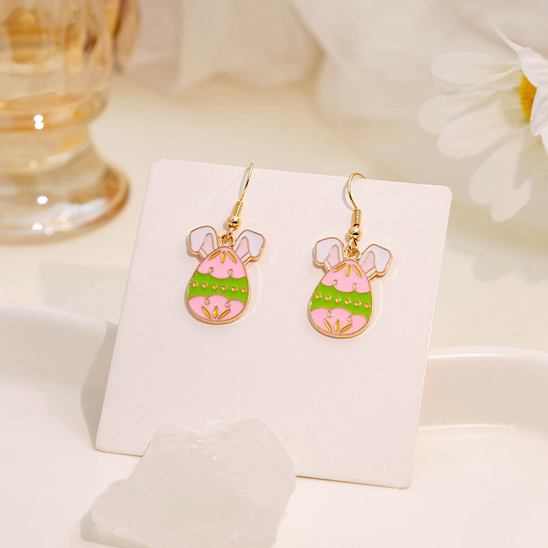 Wholesale Easter Egg Cartoon Oil Drop Earrings