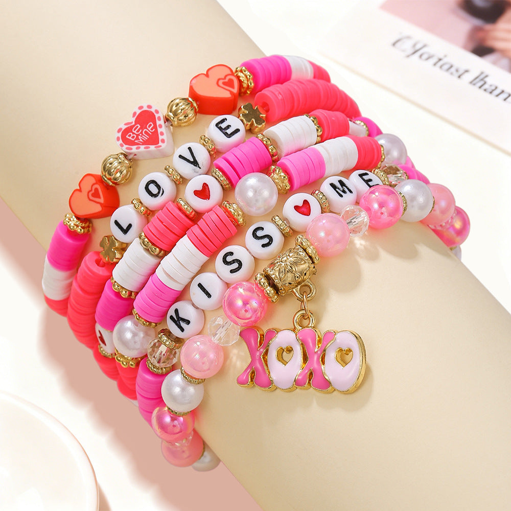 Wholesale Valentine' s Day Love Bouquet Lip Pendant Bracelet