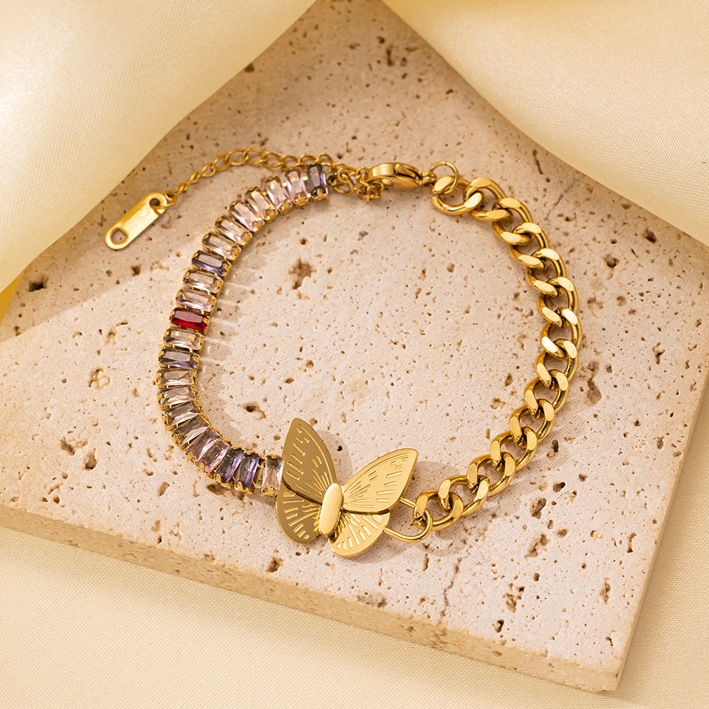 Wholesale 18K Gold Stainless Steel Diamond Bracelet ACC-BT-QiYun008