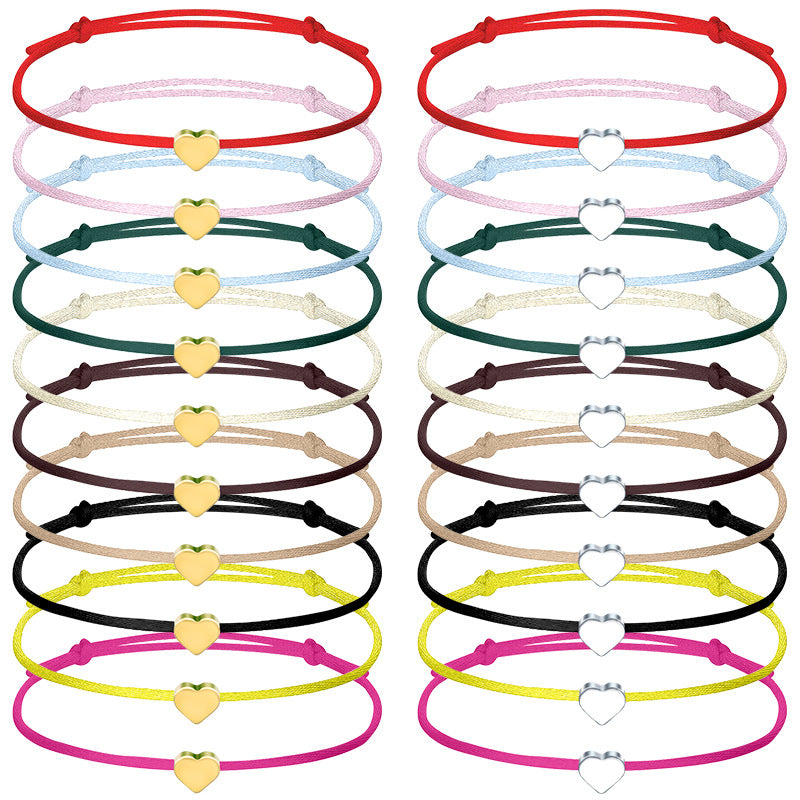 Wholesale  multi-color adjustable bracelet lucky love-shaped ten-color bracelet