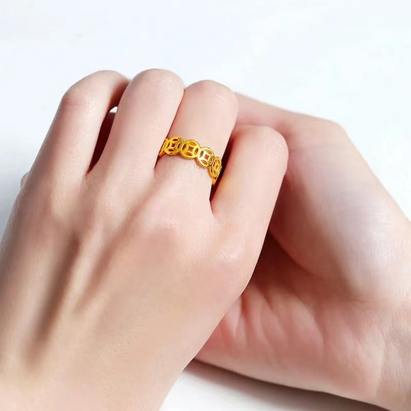 Wholesale Titanium steel 18K gold vintage lucky copper ring