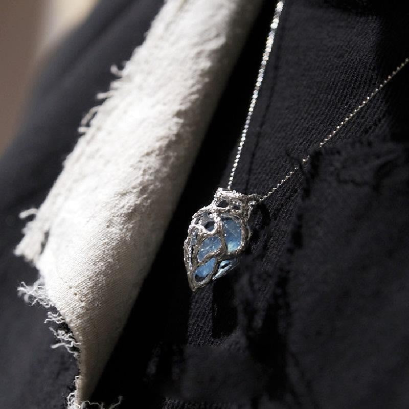 Wholesale Heart Shaped Blue Sapphire Choker Necklace Fashion Jewelry Accessory For Boutique Resale