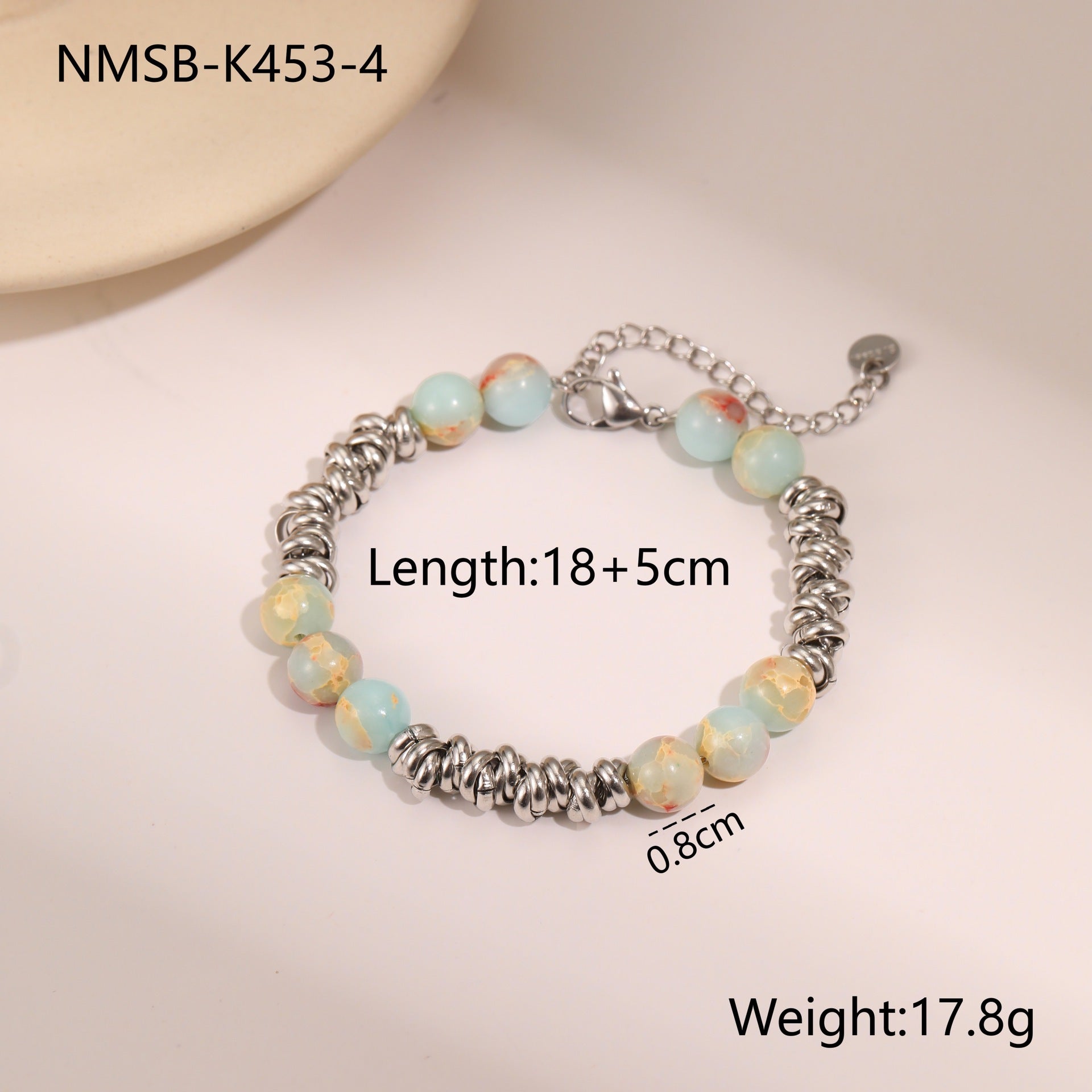 Wholesale Natural stone stainless steel bracelet