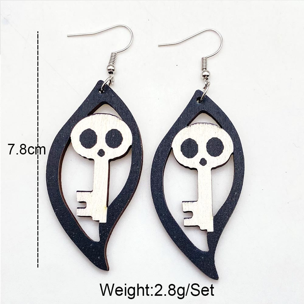 Wholesale Halloween Wood Pumpkin Skull Ghost Earrings