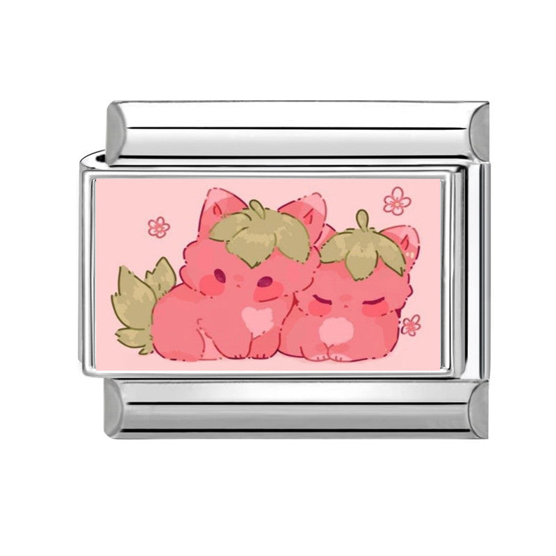 Wholesale Pink series   DIY  Single Section Creative Stainless Steel Composable Bracelet