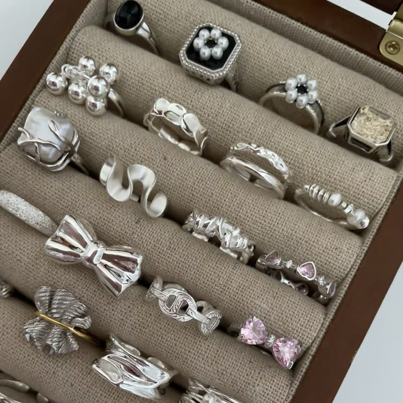 Wholesale Plain Circle Cream Flower Ring Retro Open Adjustable Ring ACC-RS-YaoFeng013