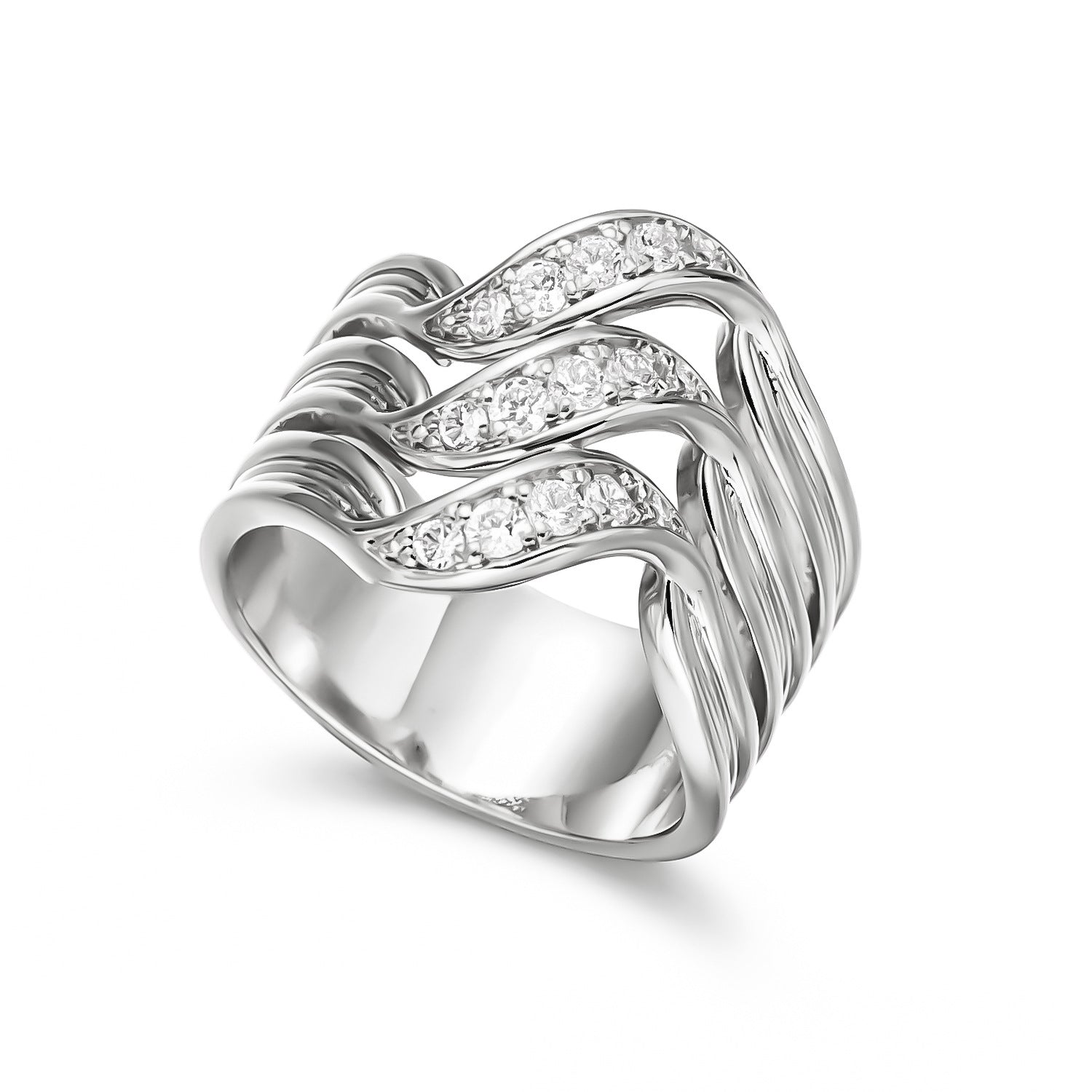 Wholesale Three In One Heart Shaped Copper Zircon Ring Trendy Everyday Jewelry Accessory