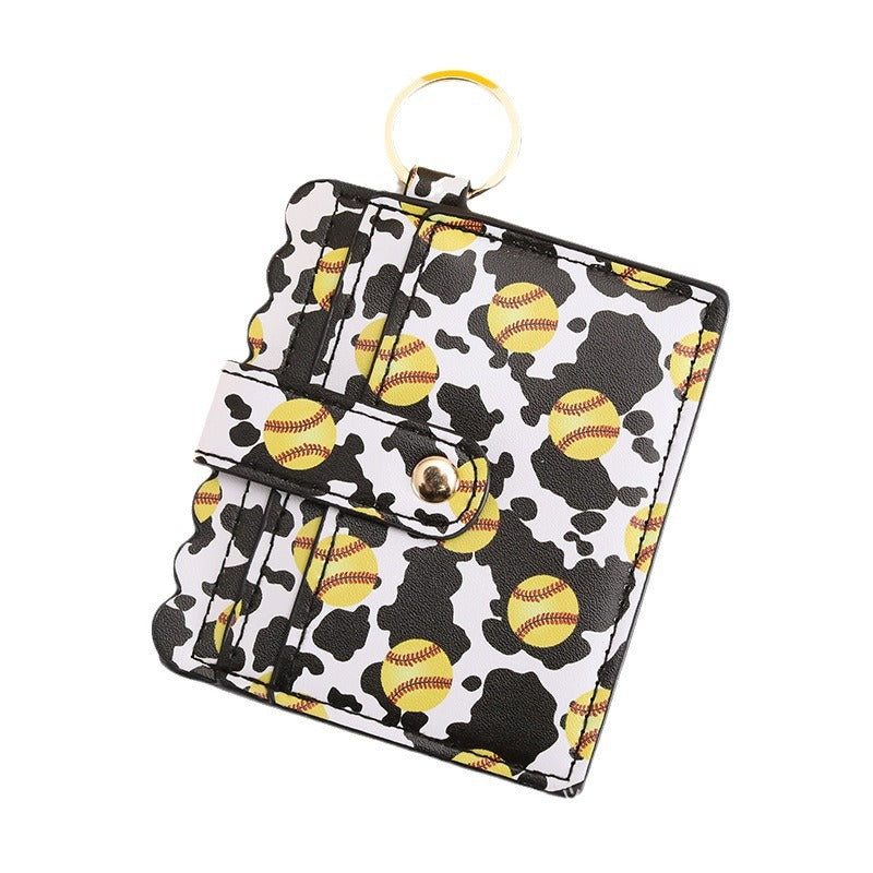 Wholesale Baseball Softball Leopard Print Cow Print PU Pickup Bag Keychain ACC-KC-HaoBao001