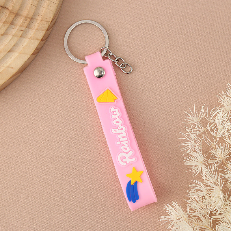 Wholesale cartoon soft plastic pvc bracelet keychain