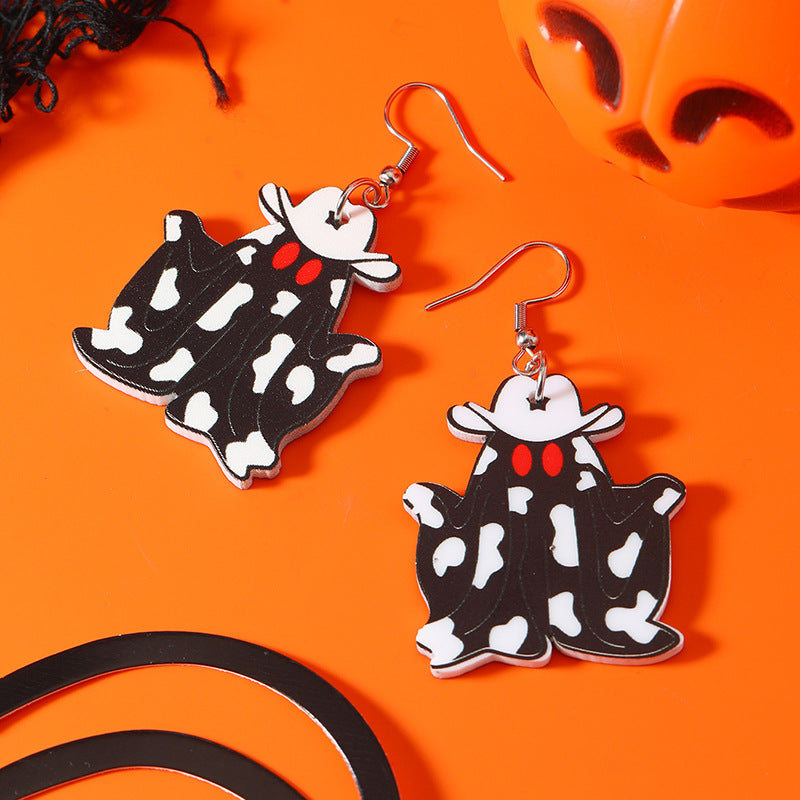 Wholesale Western Cowboy Ghost Halloween Vintage Acrylic Earrings ACC-ES-Haoc006
