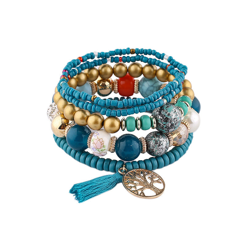 Wholesale Bohemian Beaded Tassel Tree of Life Bracelet