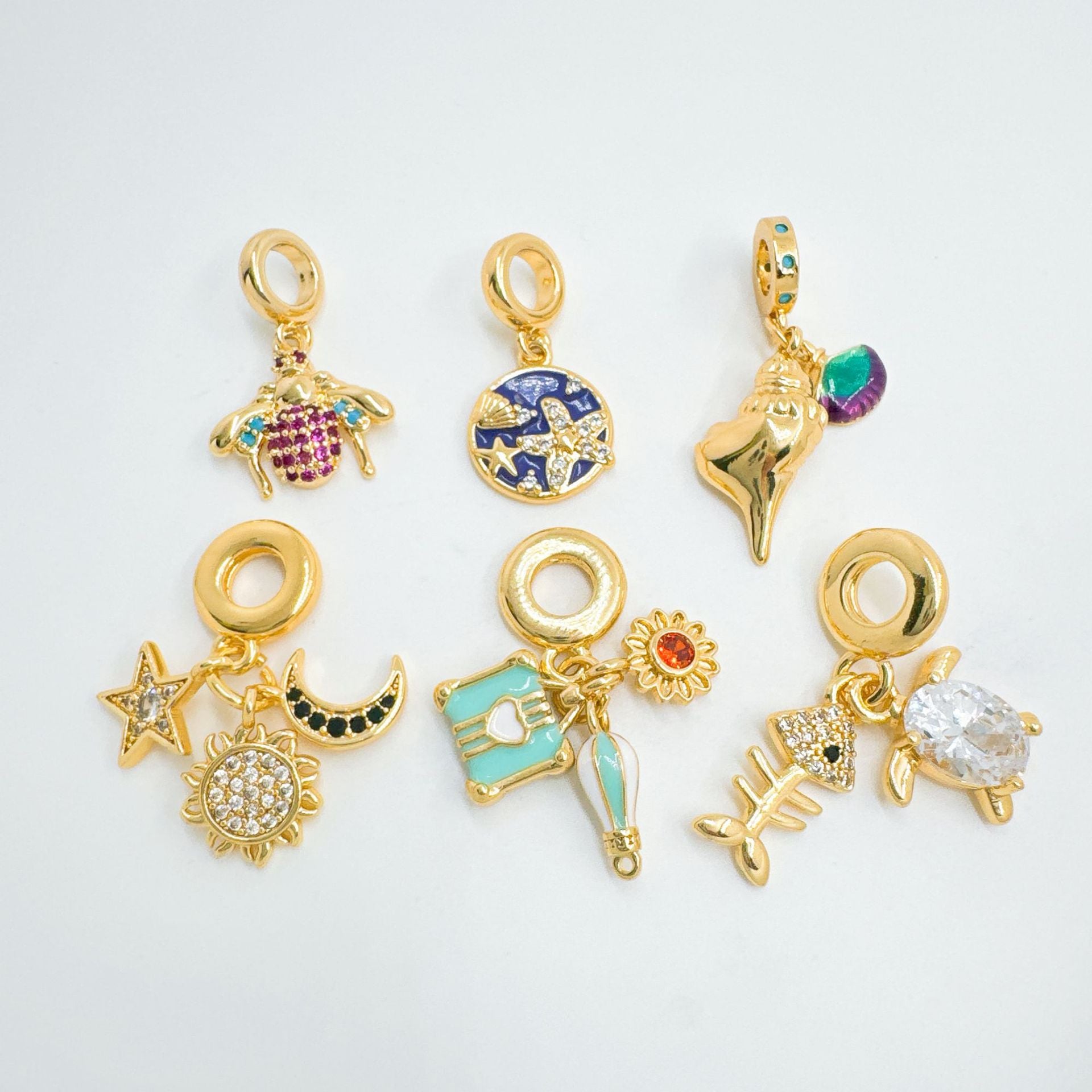 Wholesale Gold Plated Copper Ocean Series Charm Pendant Necklace Women Trendy Fashion Accessory