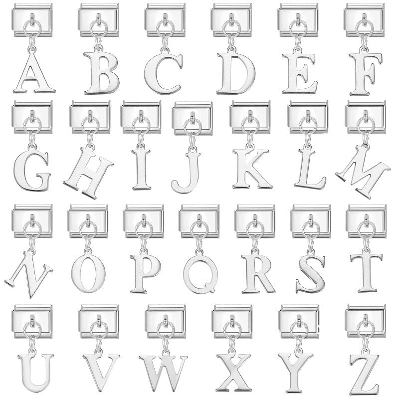 Wholesale 9mm Italian Charm Starter Bracelets DIY Letter Pendant Stainless Steel Composable Bracelet