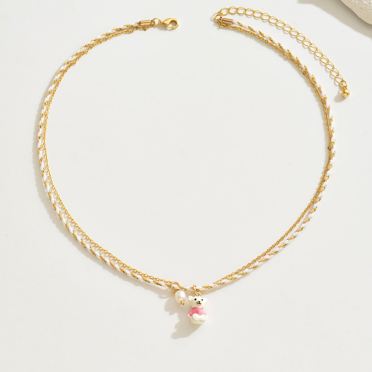 Wholesale  Fashion Copper Plated Gold Enamel Pendant Bear Necklace