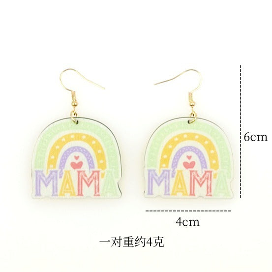 Wholesale Mother's Day Wood Earrings Love MOM Earrings ACC-ES-Yinx005