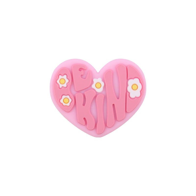 Wholesale 10pcs Heart-shaped BE KIND Silicone Beads ACC-BDS-GuangTian012