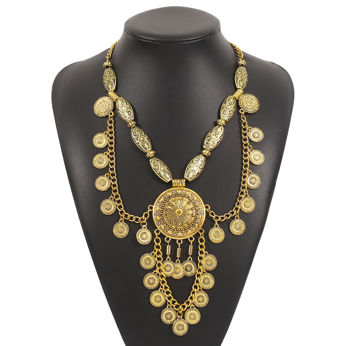 Wholesale Retro Geometric Tassel Necklace Bohemian Personalized Clavicle Chain