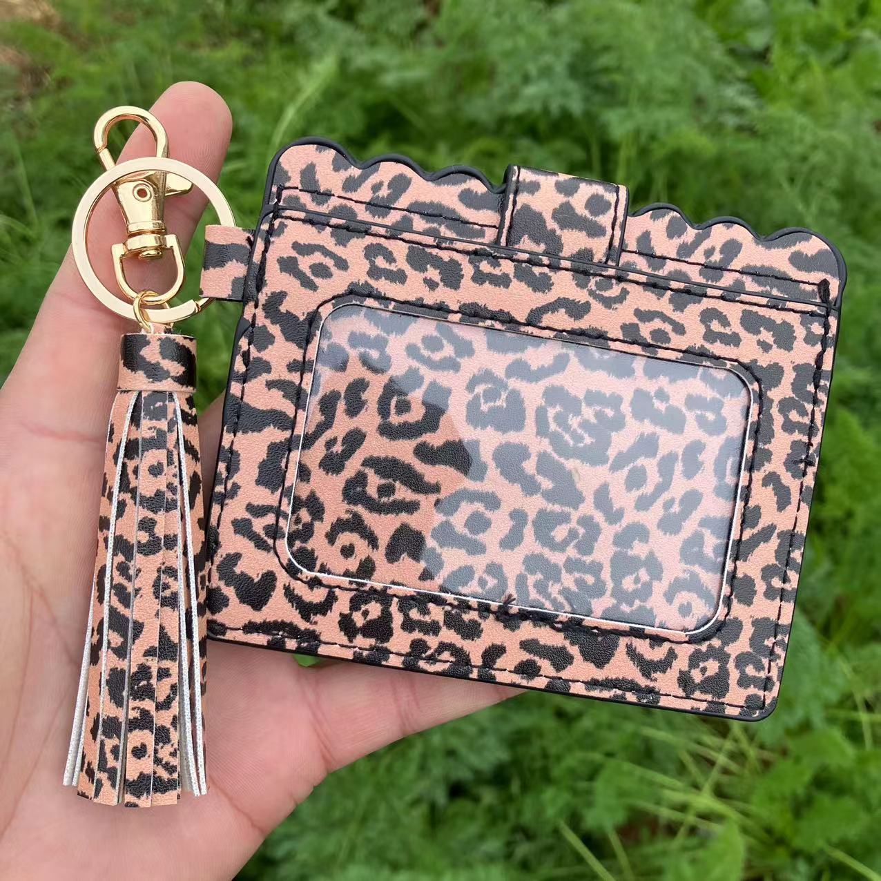 Wholesale Leopard Print Plaid Tie Dye Plaid Card Holder Keychain Wristlet Keychain ACC-KC-QiuXue008
