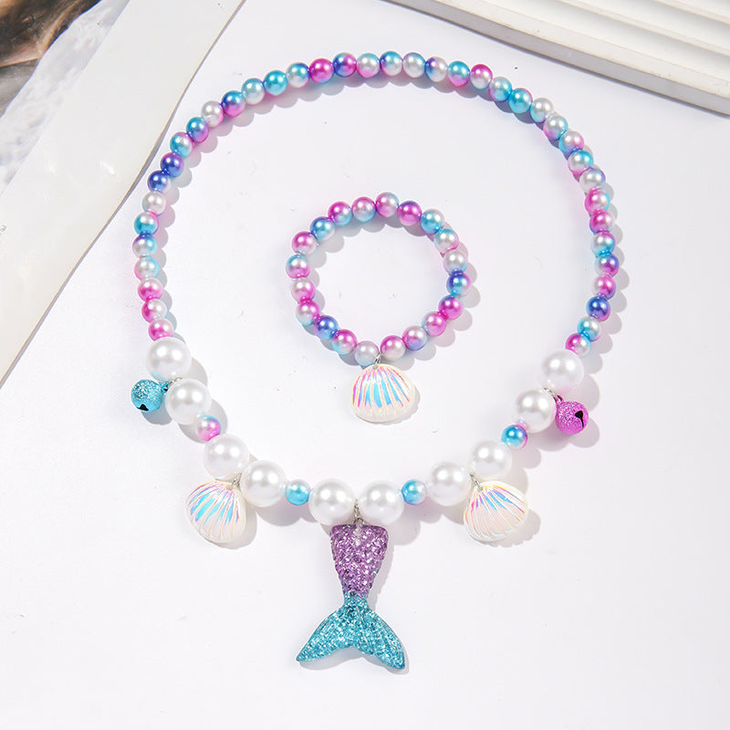 Wholesale  Children Mermaid Tail Necklace Bracelet  Jewelry suit