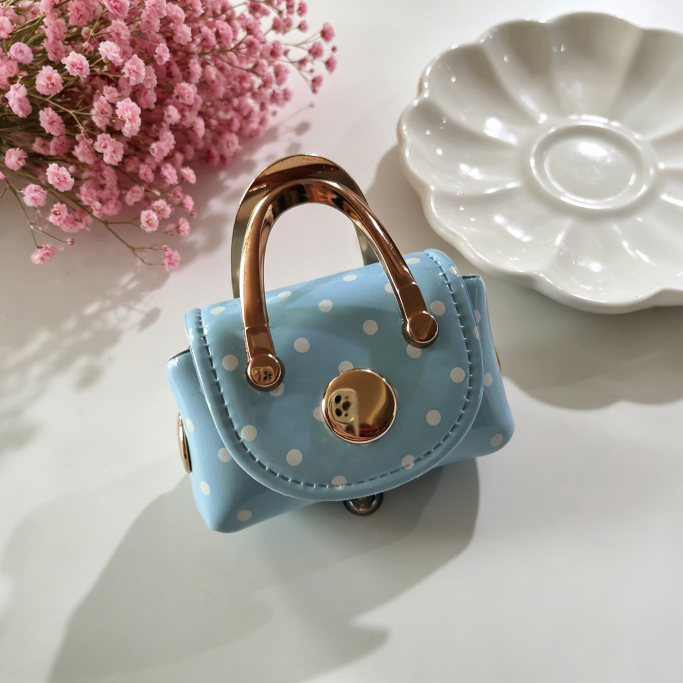 Wholesale French Retro Polka Dot Mini Handbag Coin Purse Keychain Boutique Accessory