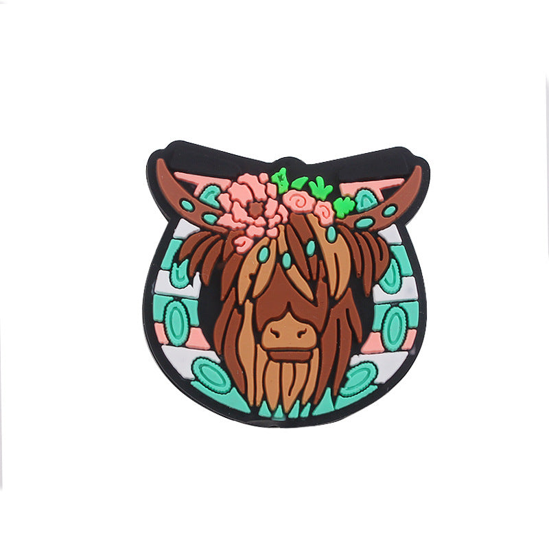 Wholesale 10pcs Cartoon Western Style Bull Head Silicone Beads Focal Beads DIY Beadable Pen Accessories ACC-BDS-GuangTian018