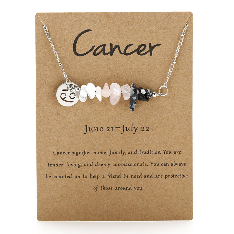 Wholesale 12 Constellations Gravel Raw Stone Stainless Steel Necklace ACC-NE-QiuXuan001