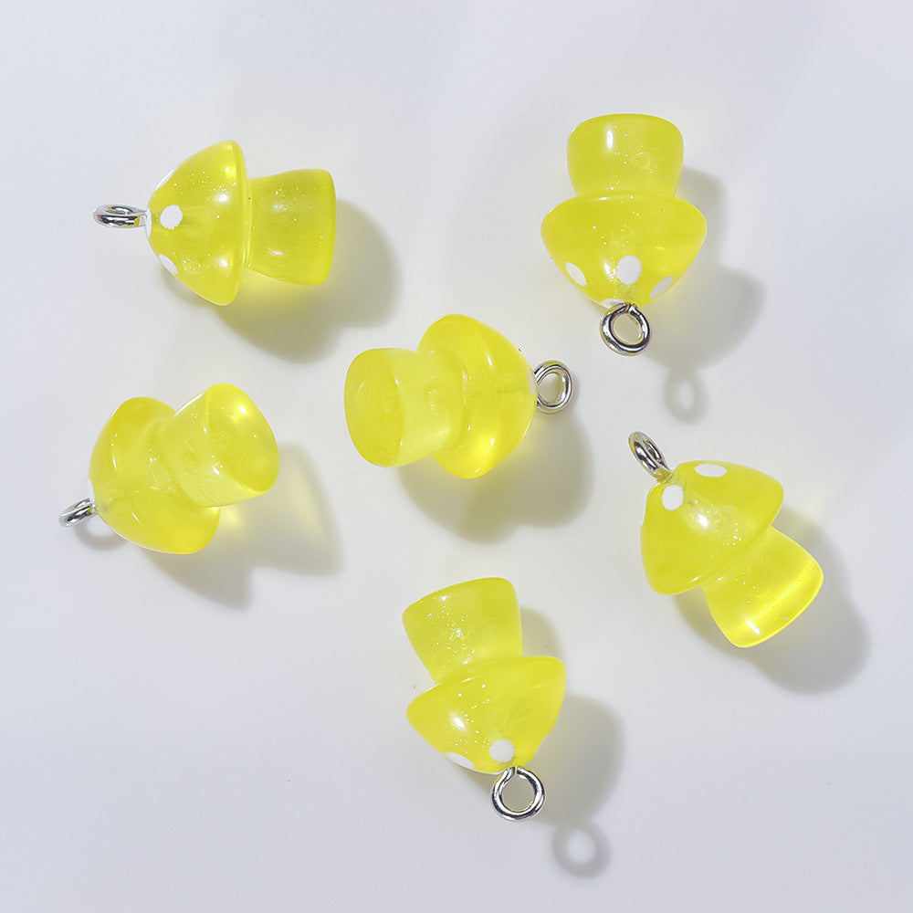 Wholesale 20pcs/ pack Transparent Colorful Luminous Mushroom Pendant — DIY Handmade Accessories for Keychains Earrings and Necklaces