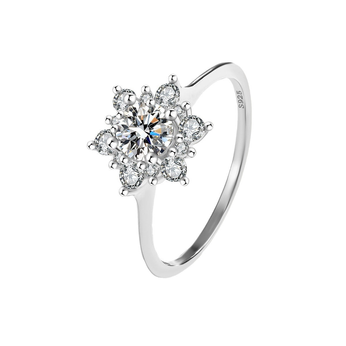 Wholesale Diamond-embedded snowflake S925 sterling silver ring