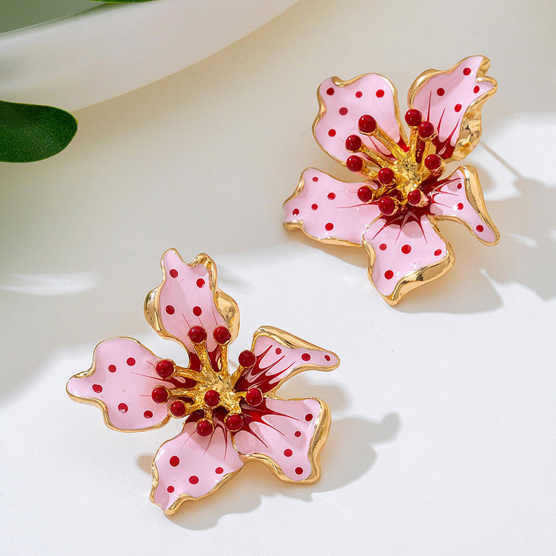 Wholesale Colorful Irregular Halo Drip Oil Flower Earrings - Chic Fashion Jewelry Accessory
