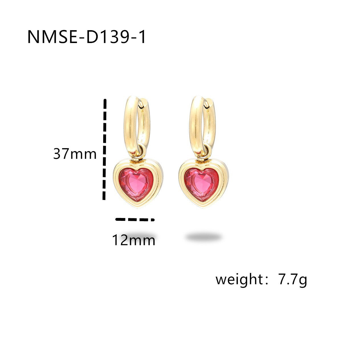 Wholesale Stainless steel heart-shaped zircon earrings and necklace