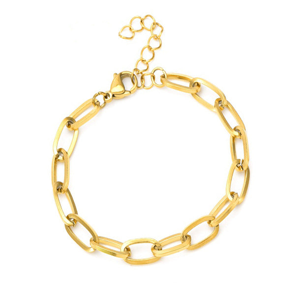 Wholesale Stylish Gold Paperclip Chain Bracelet Minimalist Hip Hop Chunky Jewelry Accessory For Women Boutique Resale