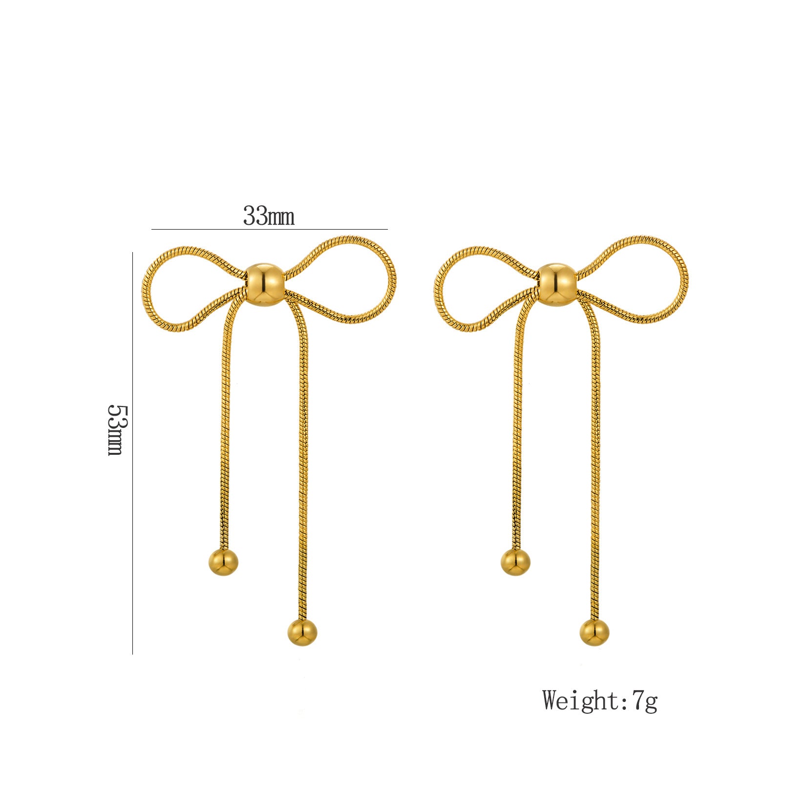 Wholesale Stainless Steel Earrings Tassel Snake Bone Chain Bow Earrings ACC-ES-Hongx001