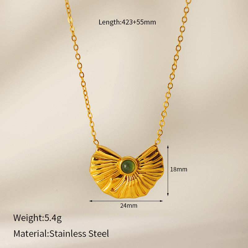 Wholesale  Retro Emerald Stainless Steel Necklace